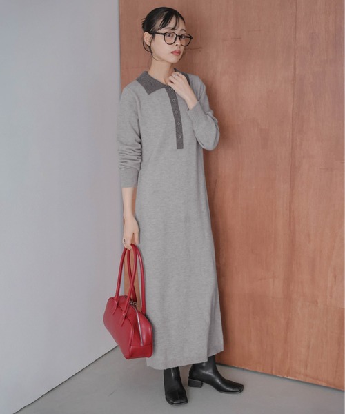 La-gemme（ラジェム） ワンピース バイカラーポロニットニット