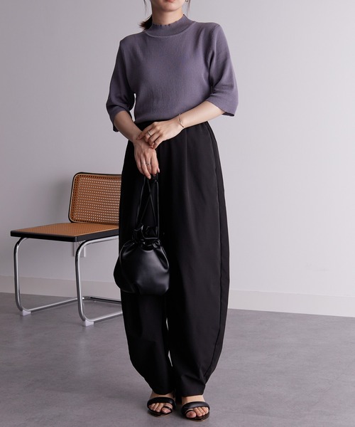 RANAN（ラナン） ニット セーター ひんやり！ハイネック5分袖サマー