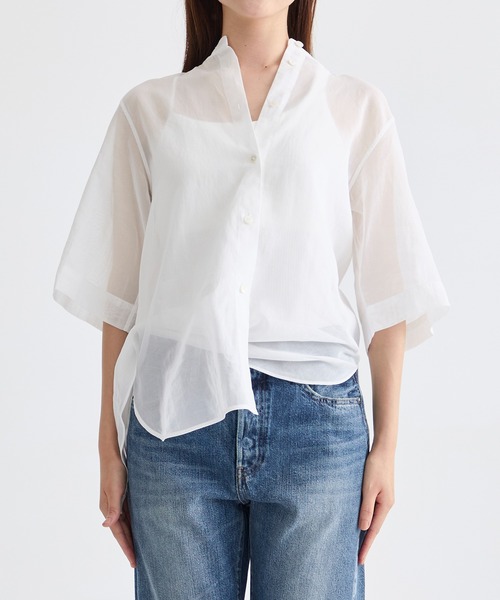 CINOH（チノ） ブラウス シャツ 「CINOH/チノ」別注 SHEER HALF SLEEVE