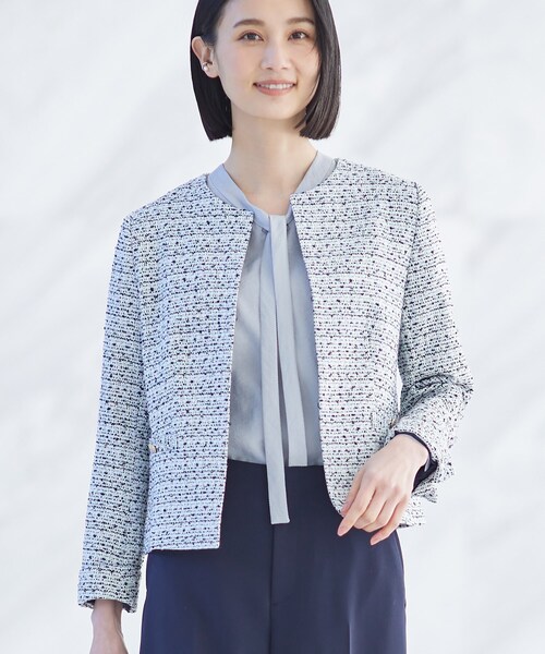 INDIVI（インディヴィ） ジャケット ノーカラージャケット 「華やか