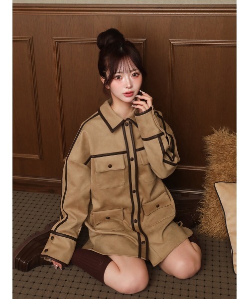 Darich（ダーリッチ） コート アウター レザーパイピングスウェード