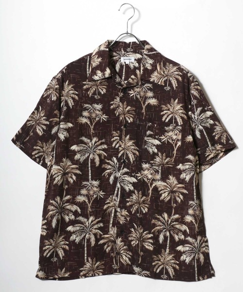 シャツ レーヨン 総柄 オープンカラー アロハシャツ 開襟シャツ メンズ