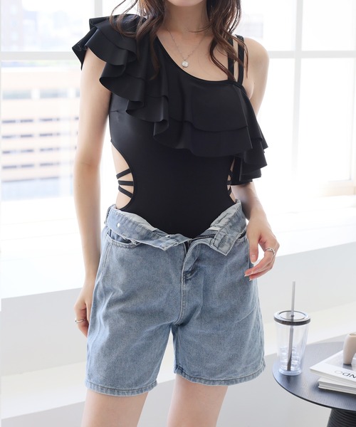 Girly Doll（ガーリードール） 水着 フリルワンショルダーワンピース