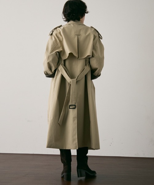 Trish（トリッシュ） トレンチコート コート ヴィーガンレザー配色