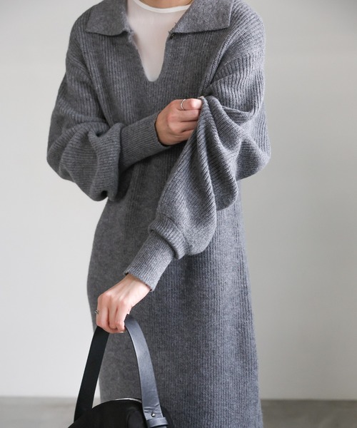 select MOCA（セレクトモカ） ワンピース ポロカラーニットワンピース