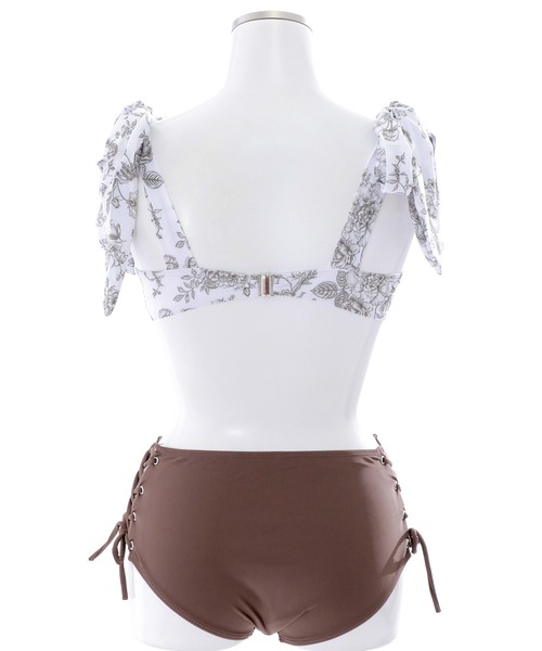 sugar nine 水着 トワルドジュイ柄 ショルダーリボンビキニ 2点セット