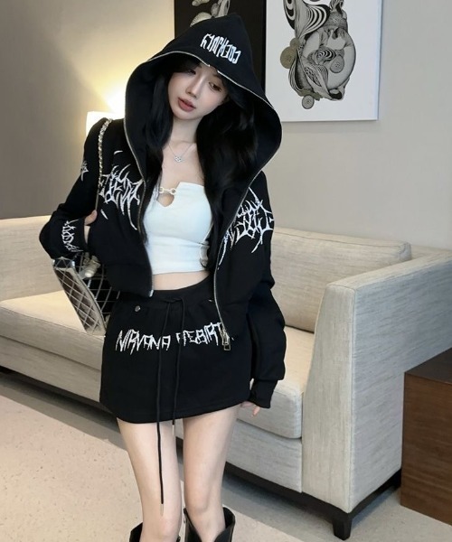 ViViDAY セットアップ 「上下2点セット」プリントスウェットパーカー