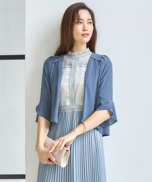 DRESS+（ドレスプラス） カーディガン フリルシフォン風ボレロ