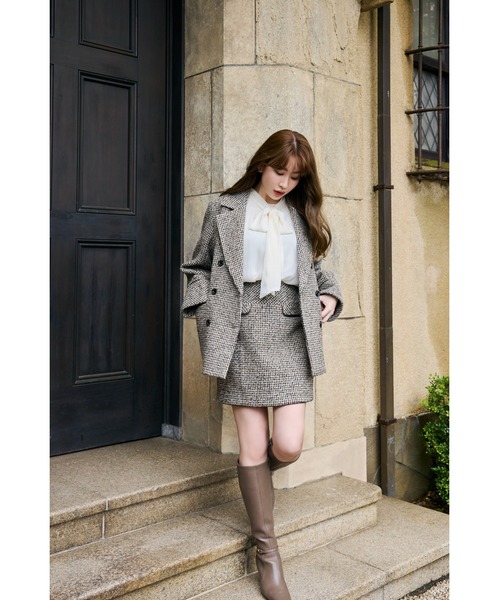 Her lip to ジャケット テーラードジャケット Hemingway Check Tweed