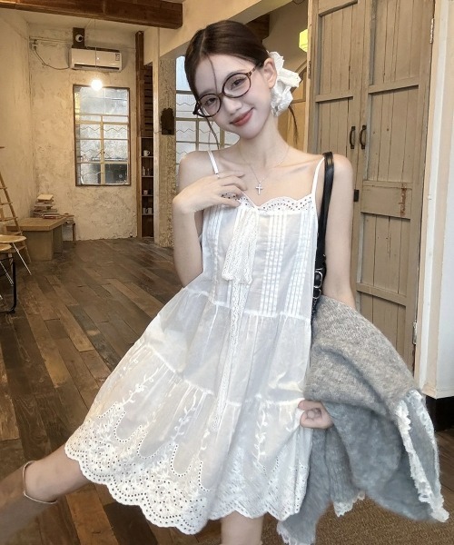 gossip!ロサンゼルス ワンピース Y2Kヴィンテージ風 レースキャミ
