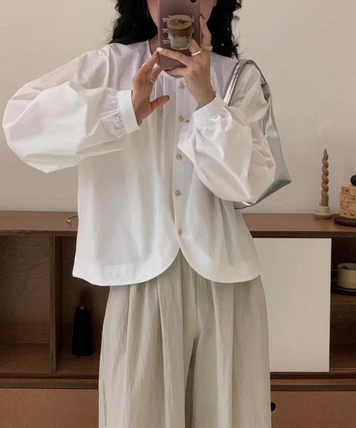 MAISON DE THERESE（メゾン ド テレーズ） ブラウス シャツ ノーカラー