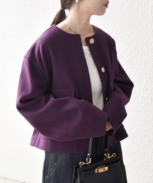 SHIPS any ジャケット ノーカラージャケット any: エア ニードル