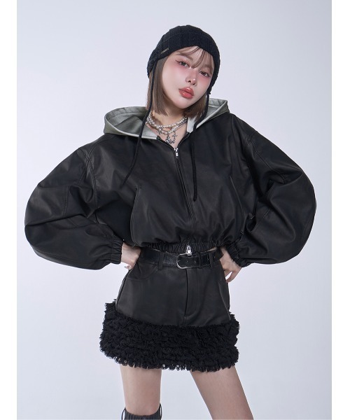 Darich（ダーリッチ） コート アウター スウェットフーディーレザー