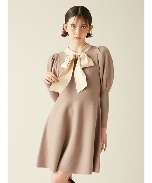 LILY BROWN（リリーブラウン） ワンピース ボウタイリボンニット