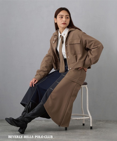 コート アウター スタンドカラーショートジャケット レディース