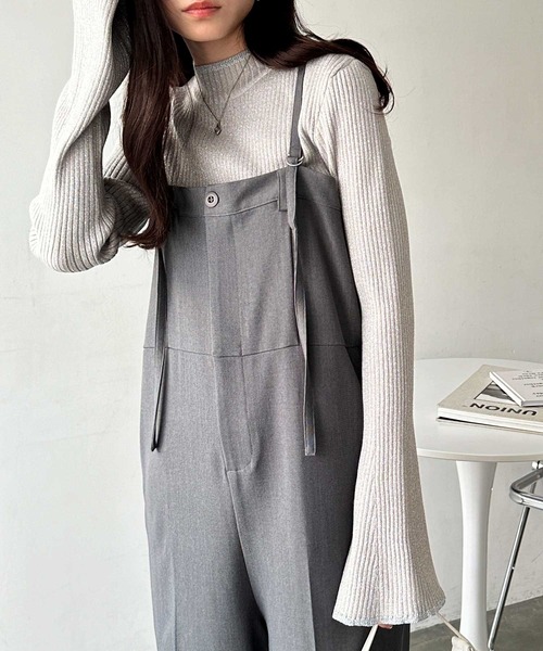 GeeRA（ジーラ） サロペット オーバーオール とろみ素材ワンボタンベア