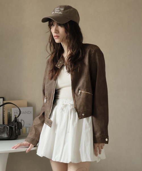 ULYSSES レザージャケット ライダース ノーカラーライダースジャケット