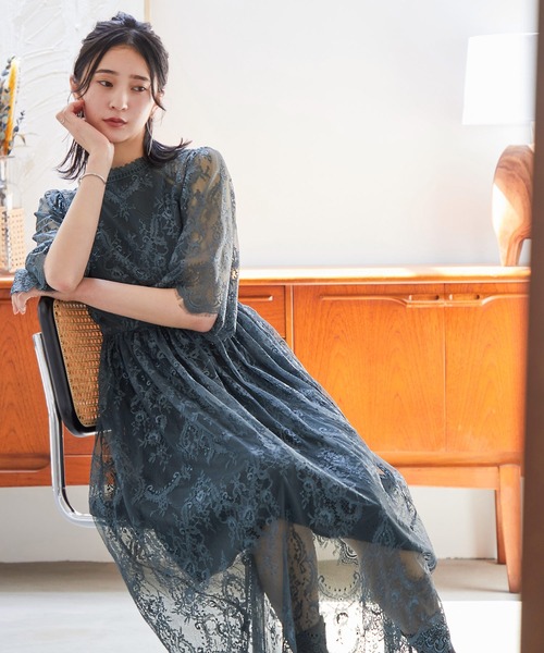 niana（ニアナ） ドレス ハイネック総レース5分袖結婚式ワンピース