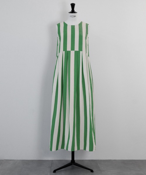 ELFRANK ワンピース ストライプノースリーブロングワンピース
