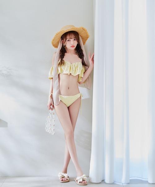 sugar nine 水着 ビジューオフショルダーフリルビキニ 2点セット