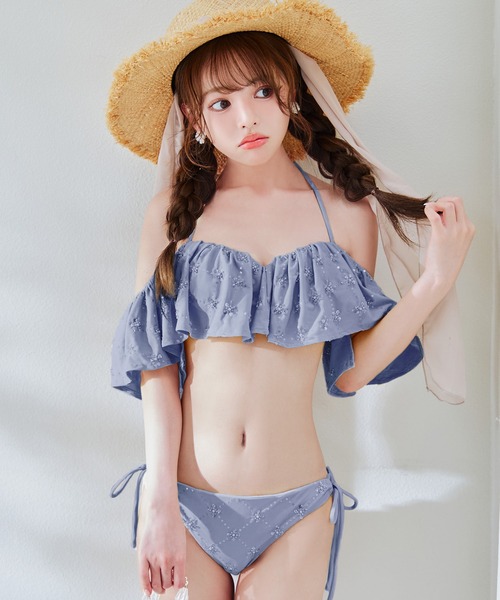 sugar nine 水着 ビジューオフショルダーフリルビキニ 2点セット