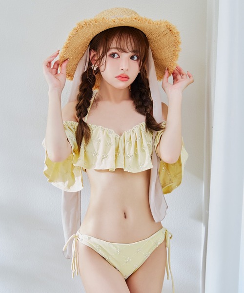sugar nine 水着 ビジューオフショルダーフリルビキニ 2点セット