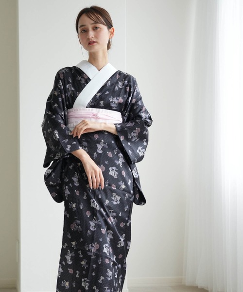 utatane 長襦袢 ニコアンティーク マッシュルーム ブラック レディース