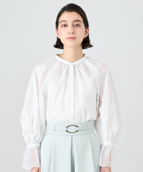 ANAYI（アナイ） ブラウス シャツ マイクロタフタレースパフ袖