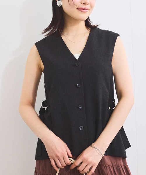 VIS（ビス） ベスト ジレ 「セットアップ対応」サイドベルトフレアジレ