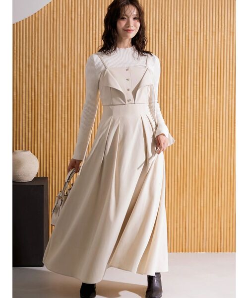 MERCURYDUO（マーキュリーデュオ） ワンピース フェイクレザービスチェ