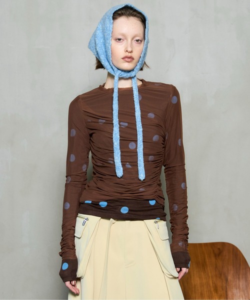 MAISON SPECIAL（メゾンスペシャル） tシャツ Sheer Dot Layered Tops