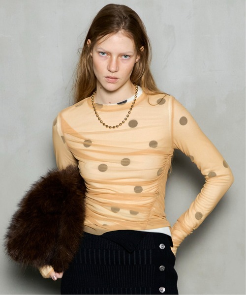 MAISON SPECIAL（メゾンスペシャル） tシャツ Sheer Dot Layered Tops