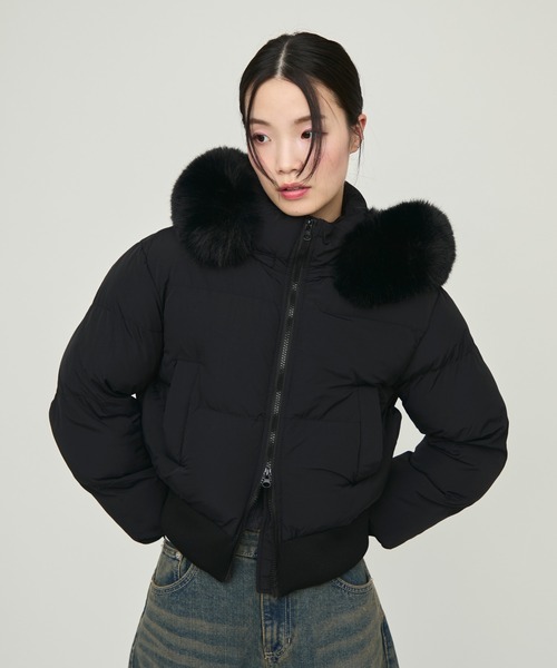 NUJOH ダウンコート ダウンジャケット Faux Fur Hooded Down Jacket