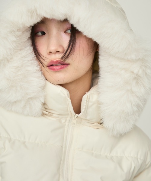 NUJOH ダウンコート ダウンジャケット Faux Fur Hooded Down Jacket
