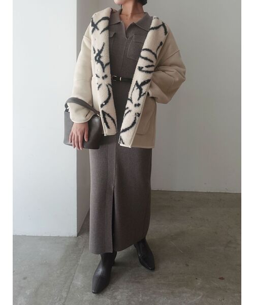 LAGUNAMOON（ラグナムーン） ワンピース フラップポケットリブニット