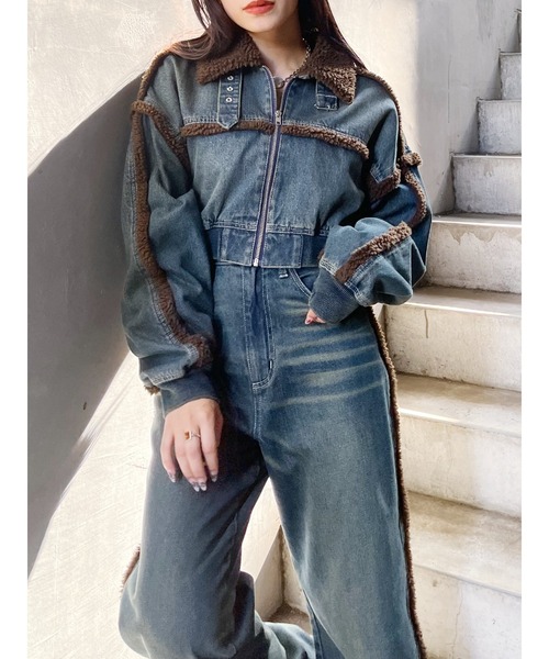 EVRIS（エヴリス） ジーンズ デニム デニムパンツ ボアステッチワイド