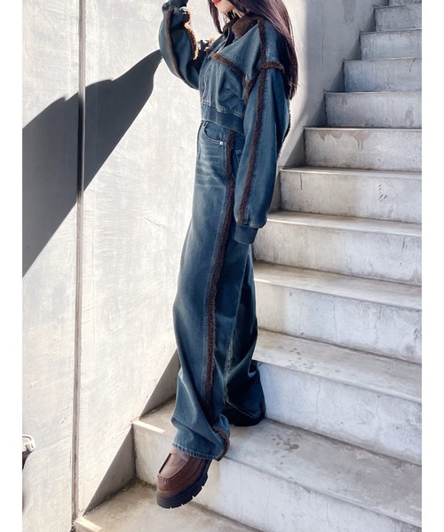 EVRIS（エヴリス） ジーンズ デニム デニムパンツ ボアステッチワイド