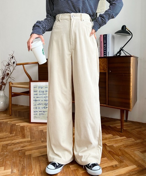 moment+ パンツ セミワイドコーデュロイパンツ レディース : ZOZOTOWN