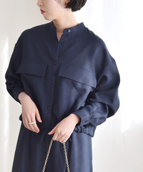 quaranciel セットアップ quaranciel:「洗濯機可能」ポケット シャツ