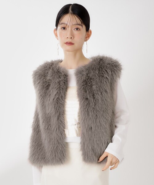 THE SHOP TK ベスト ジレ フェイクファーベスト レディース : ZOZOTOWN