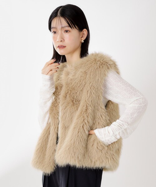 THE SHOP TK ベスト ジレ フェイクファーベスト レディース : ZOZOTOWN