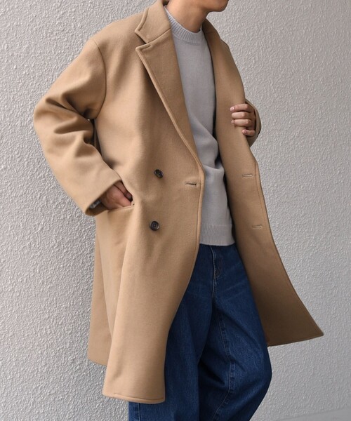 SHIPS any チェスターコート コート any: PURE WOOL MELTON ダブル