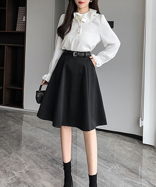 スカート ひざ丈タックフレアスカート : ZOZOTOWN Yahoo!店 - 通販