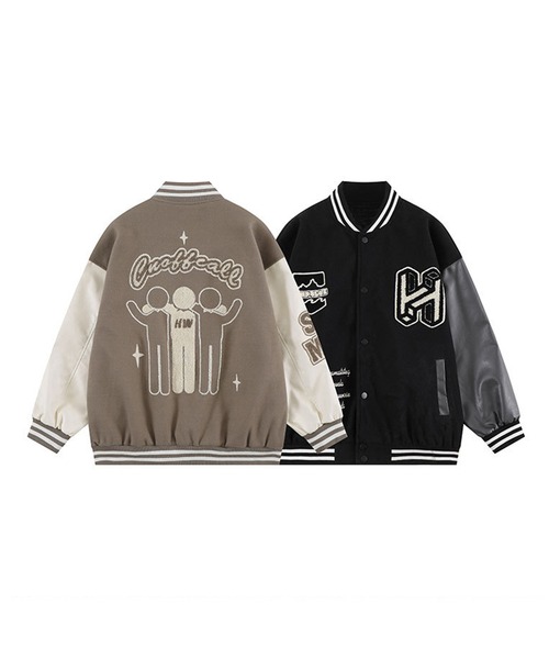 スタジャン 「HOOK」ユニセックス ワッペン 刺繍 カレッジ メンズ