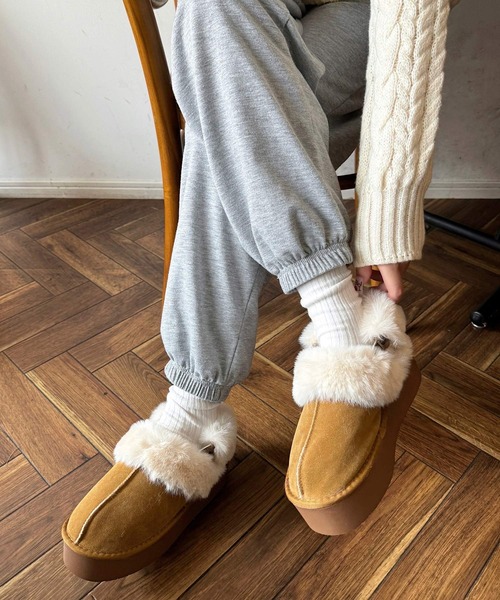shopnikoniko（ショップにこにこ） スリッポン ムートンスリッパ