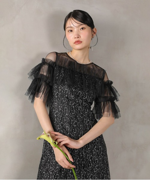 Kana ドレス ラメチュールレース フリル Aライン ワンピースドレス