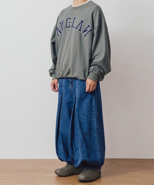 ANGLAN（アングラン） ジーンズ AG-Unbalance Long Tuck Denim Balloon