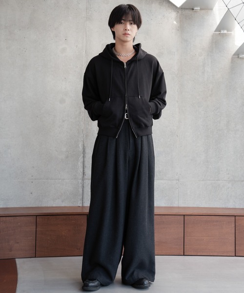 SINSS スラックス Tweed three tuck wide slacks / ツイード3タック