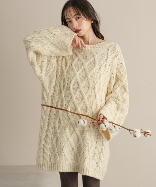 hinari（ヒナリ） ワンピース ケーブル編みニットワンピ : ZOZOTOWN