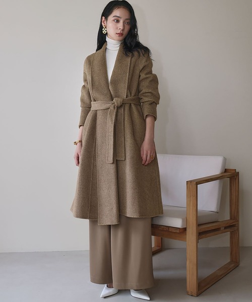 ELFRANK ノーカラーコート コート 「ウール90％＋アルパカ10％」ノー